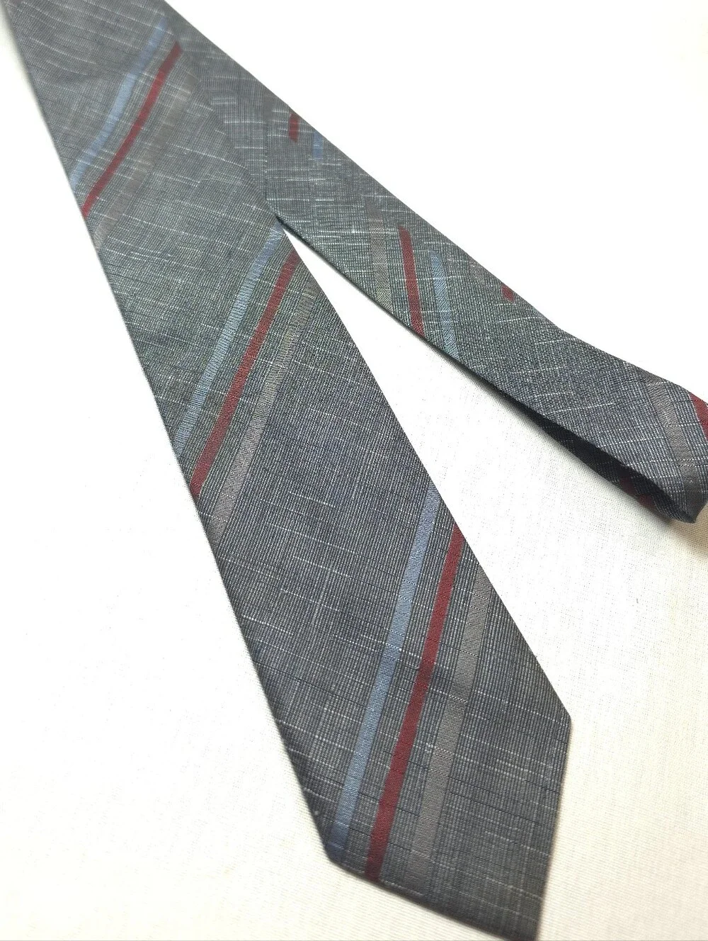 Men's Bruna Molinaro Gray Tie with Red and Blue Stripe Accent
